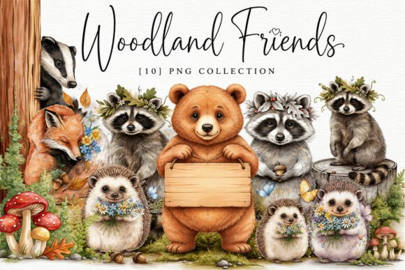 Download Cute Forest Animals Clipart Png Set - Clipart Collection