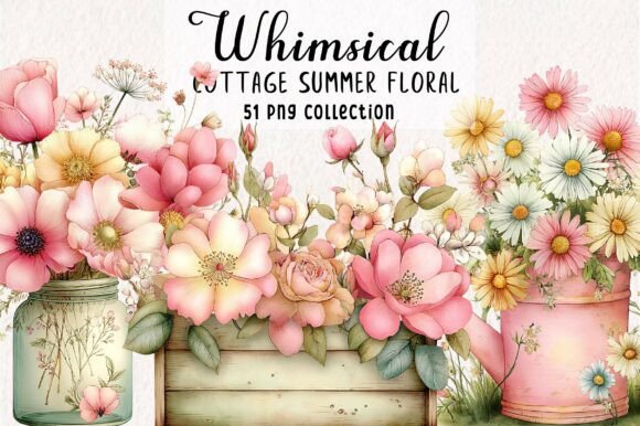 Download Whimsical Cottage Summer Floral Clipart - Clipart Collection