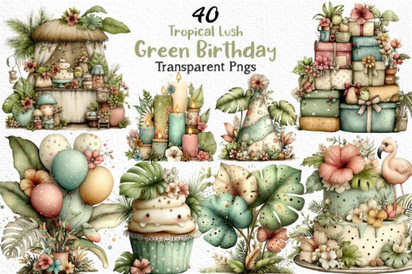Download Tropical Lush Green Birthday Clipart Png - Clipart Collection