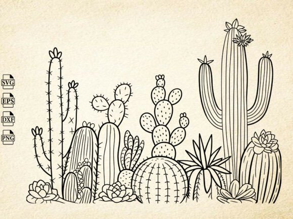 Download Cactus SVG, Hand Drawn Desert Clipart - Clipart Collection