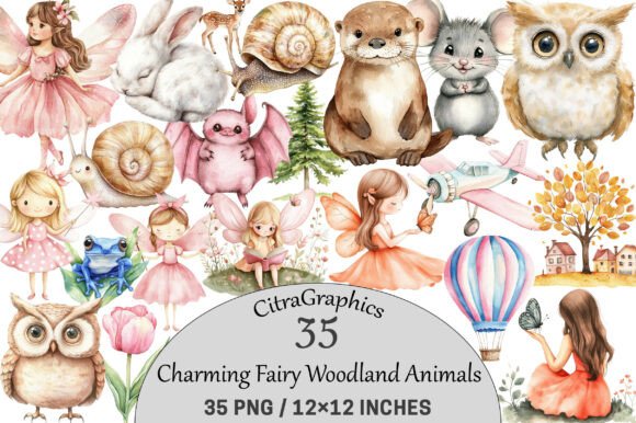 Download Charming Fairy Woodland Animals Clipart. - Clipart Collection
