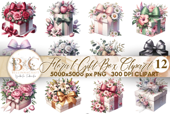 Download Floral Gift Box Happy Birthday Clipart - Clipart Collection
