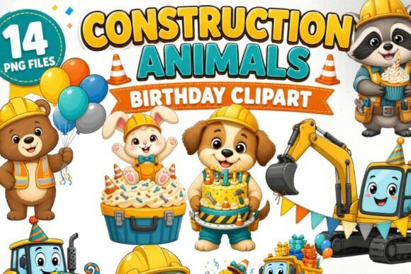Download Construction Animals Birthday Clipart - Clipart Collection