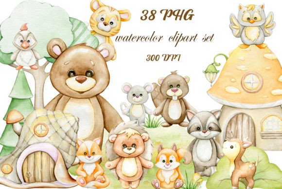 Download Woodland Animals Watercolor Clipart, for - Clipart Collection