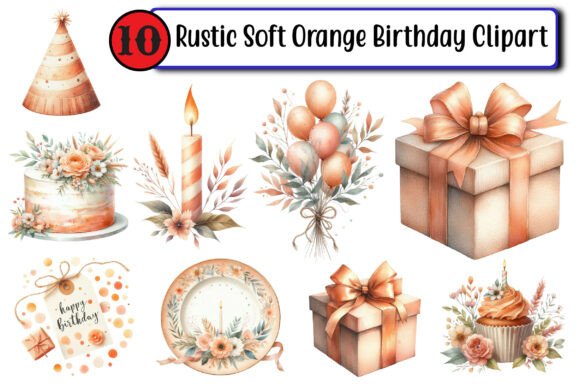 Download Rustic Soft Orange Birthday Clipart - Clipart Collection