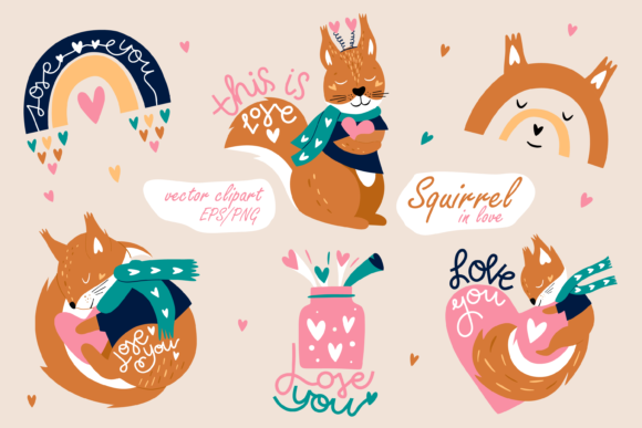 Download Squirrel &amp; Rainbow. Kids Clipart. - Clipart Collection