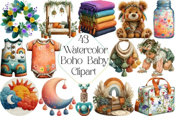 Download Watercolor Boho Baby Clipart - Clipart Collection