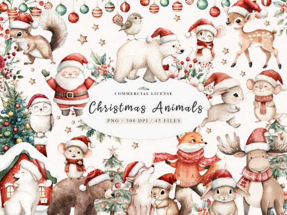 Download Sweet Christmas Woodland Animals Bundle - Bundle Collection