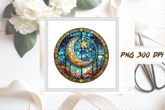 Download Watercolor Stained Glass Moon Clipart - Clipart Collection