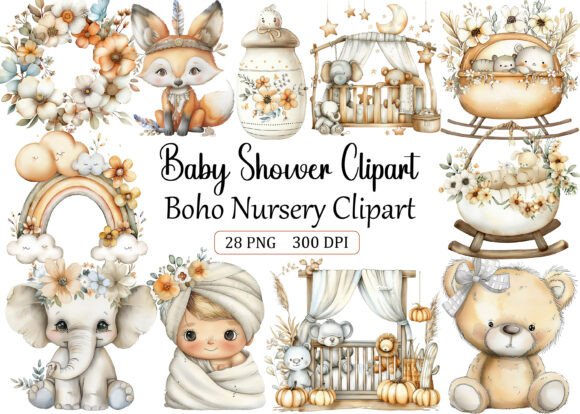 Download Baby Shower Clipart Boho Nursery Clipart - Clipart Collection