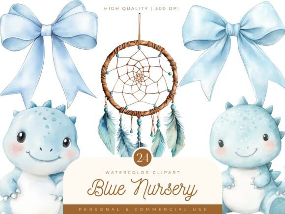 Download Blue Boho Nursery Clipart Bundle - Bundle Collection