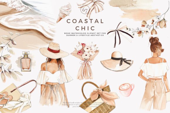 Download Boho Clipart Summer Fashion Coastal Set - Clipart Collection