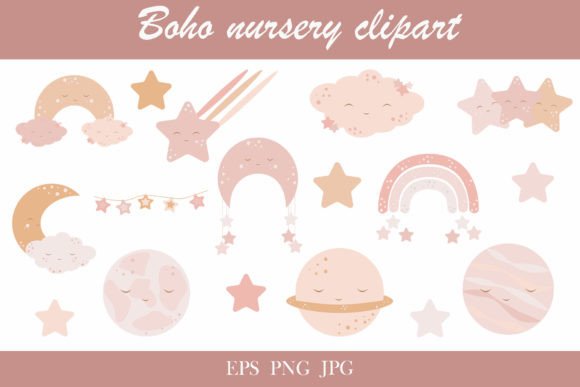 Download Boho Nursery Clipart Set. Baby Wall Déco - Clipart Collection