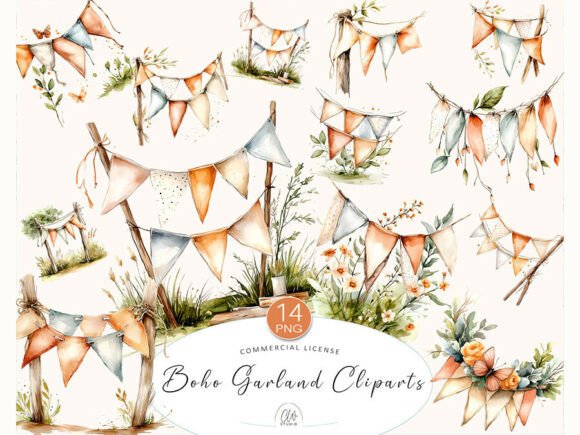 Download Boho Garland Clipart PNG Set - Clipart Collection