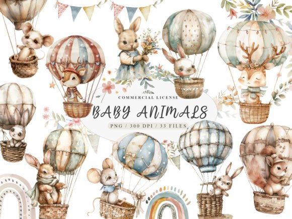 Download Neutral Baby Clipart, Animals - Balloons - Clipart Collection