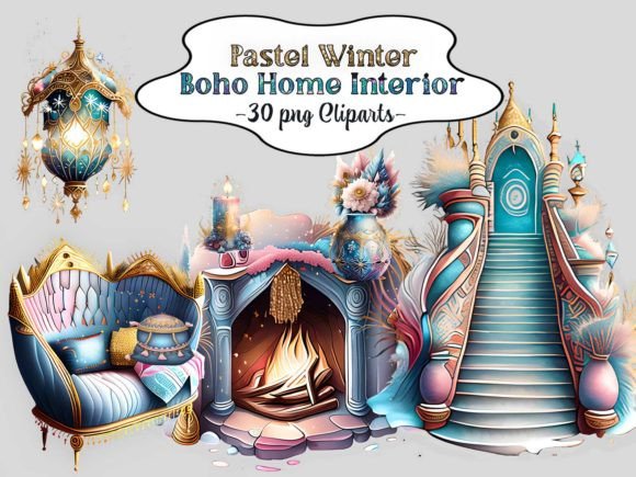 Download Pastel Winter Boho Home Interior Clipart - Clipart Collection