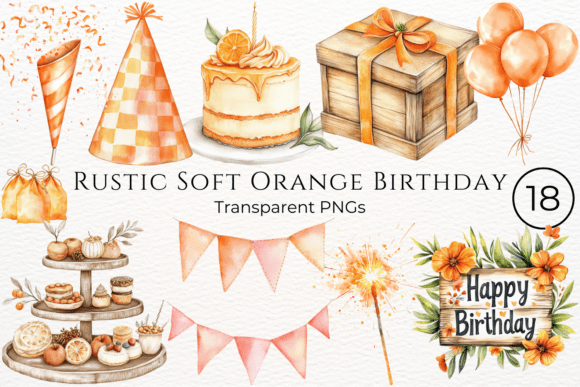 Download Rustic Soft Orange Birthday Clipart - Clipart Collection