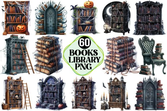 Download Spooky Books Library Clipart - Clipart Collection