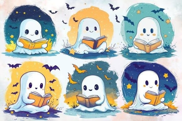 Download Bookish Halloween Ghost PNG Bundle - Bundle Collection
