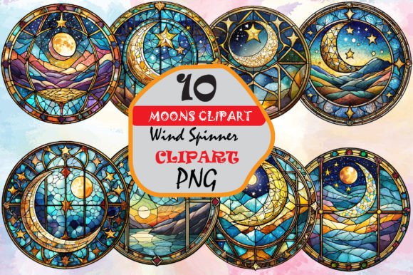 Download Watercolor Stained Glass Moon Clipart - Clipart Collection