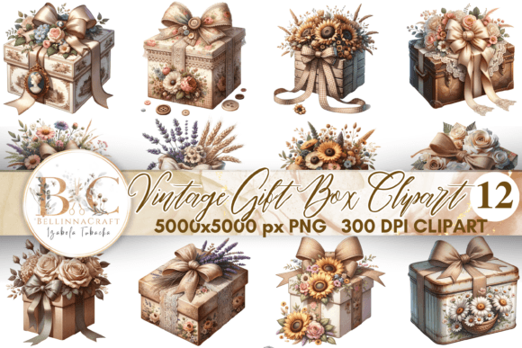 Download Vintage Rustic Gift Box Clipart Boundles - Clipart Collection