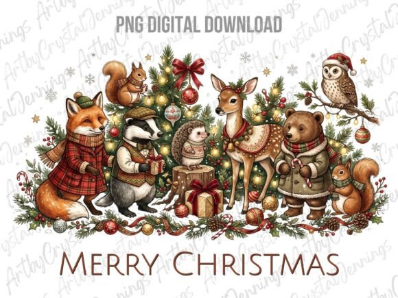 Download Christmas Forest Animals Clipart PNG - Clipart Collection