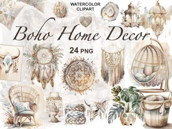 Download Watercolor Boho Home Decor Clipart - Clipart Collection