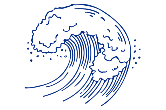 Download Sea Wave Line Drawing. Blue Storm Water - Wing Collection