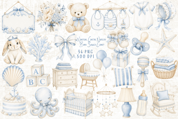 Download Nautical Nursery Baby Shower Clipart PNG - Clipart Collection