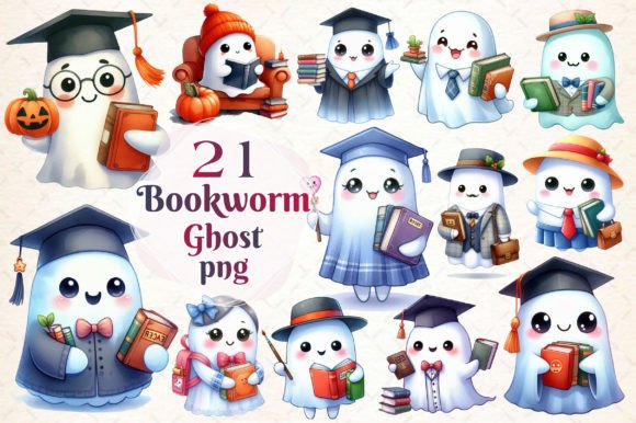 Download Ghost Bookworm Sublimation Clipart - Clipart Collection