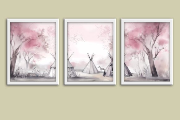 Download Pink Boho Panoramic Gallery Wall Art Set - Gallery wall art Collection
