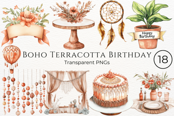 Download Boho Terracotta Birthday Cliparts - Clipart Collection