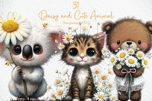 Download Daisy and Cute Animal Clipart PNG - Clipart Collection