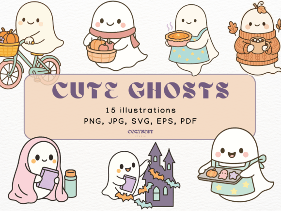 Download Cute Halloween Spooky Ghost Cliparts SVG - Clipart Collection
