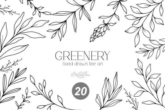 Download GREENERY LINE DRAWING, FORAL LINE ART - Wing Collection