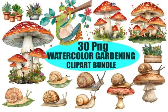 Download Watercolor Mushroom Clipart Bundle - Bundle Collection