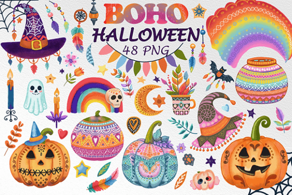 Download Boho Halloween Clipart Bundle | PNG - Bundle Collection