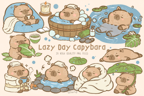 Download Kawaii Lazy Capybara Clipart - Clipart Collection