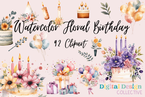 Download Watercolor Floral Boho Birthday Bundle - Bundle Collection