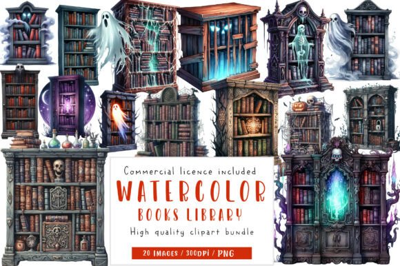 Download Spooky Books Library Clipart - Clipart Collection