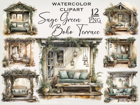 Download Sage Green Boho Terrace PNG Bundle - Bundle Collection