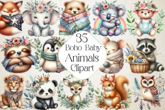 Download Boho Baby Clipart Bundle Boho Animals - Bundle Collection