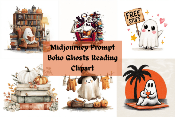 Download Prompt for Boho Ghosts Reading Clipart - Clipart Collection