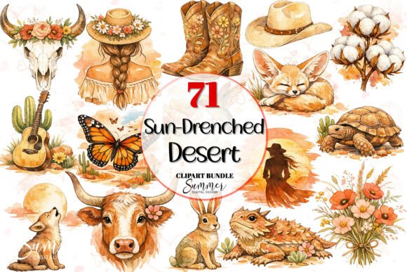Download Sun-Drenched Desert Western Boho Clipart - Clipart Collection