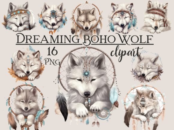 Download Cute Sleeping Boho Wolf Clipart - Clipart Collection