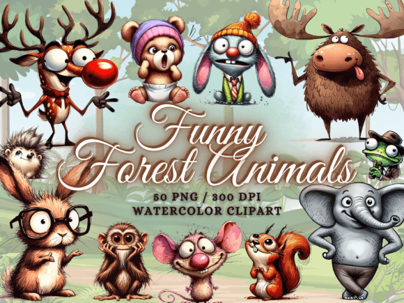 Download Cute Funny Woodland Animals Clipart Png - Clipart Collection