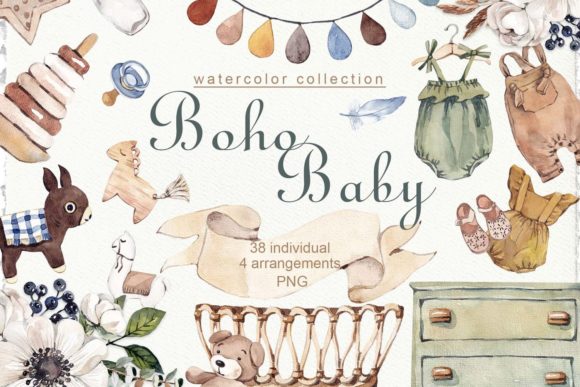 Download Watercolor Boho Baby Clipart - Clipart Collection