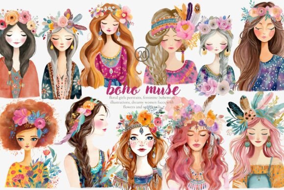 Download Boho Muse Clipart Set - Clipart Collection