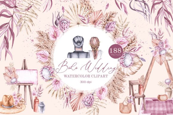 Download Boho Wedding, Watercolor Clipart PNG - Clipart Collection