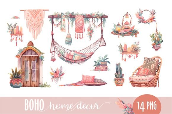 Download Boho Home Decor. Clipart Illustrations - Clipart Collection
